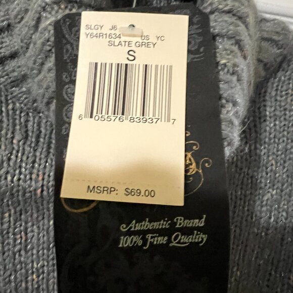 Guess Slate Grey Crop Long Sleeve Sweater - Picture 6 of 8